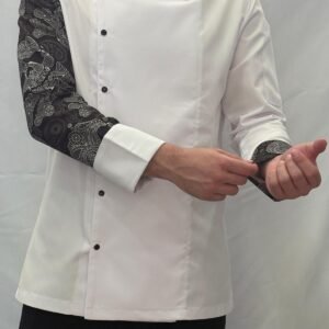 KURU KAFA DETAYLI BEYAZ ALPAKA AŞÇI CEKETİ